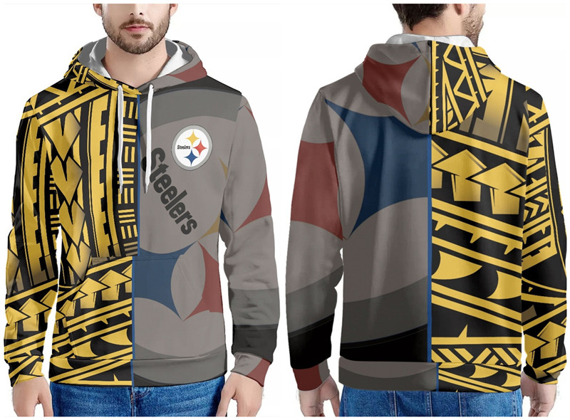 Men's Pittsburgh Steelers Yellow/Gold/Gray Pullover Hoodie